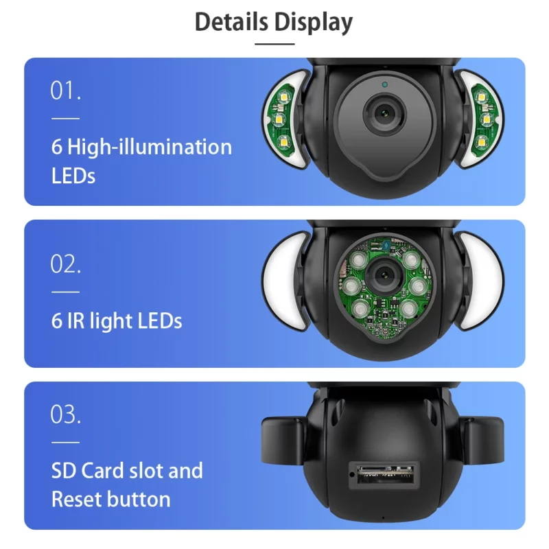 1080P Full HD 3MP 5MP smart PTZ camera tuya wifi with built-in microphone and speaker home alarm camera - Image 5