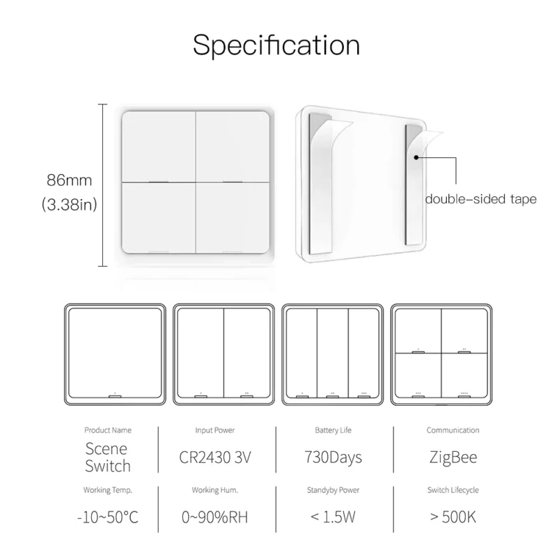 `12 Scene 4 Gang TuYa Smart Home ZigBee Scene Switch Wireless Wall Button Scene  With Stickers - Image 6