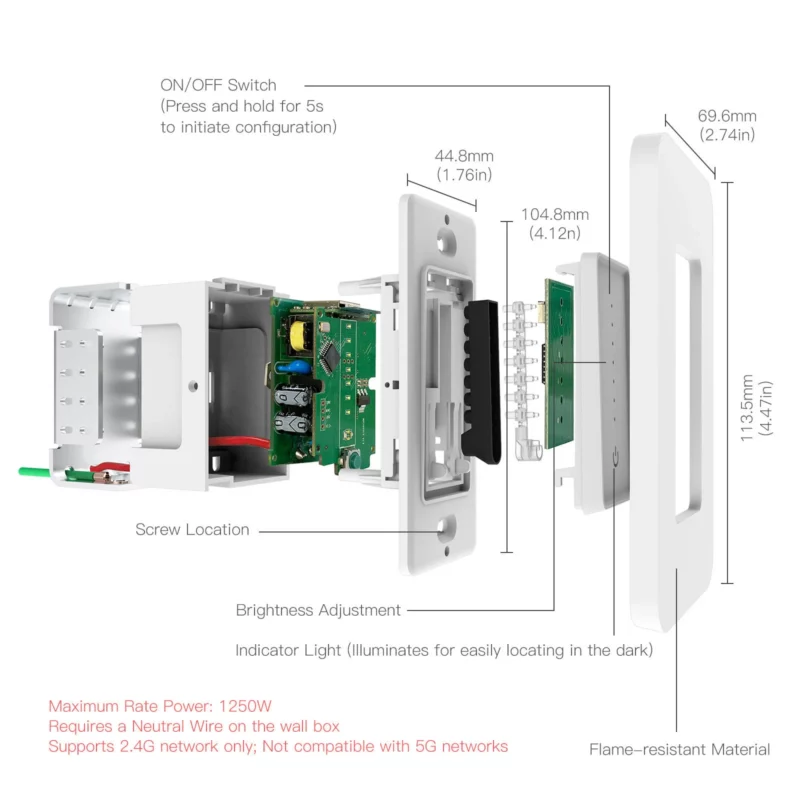 2022 new arrival wifi smart dimming switch US standard smart home dimmer switch support Alexa google home - Image 6