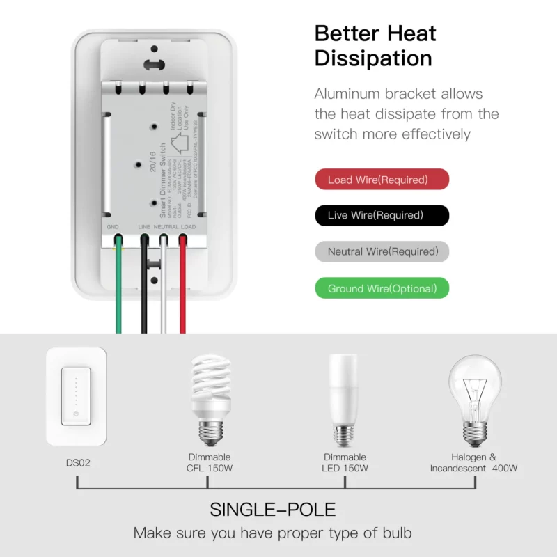Wifi smart dimming switch US standard smart home dimmer switch support Alexa google home - Image 3