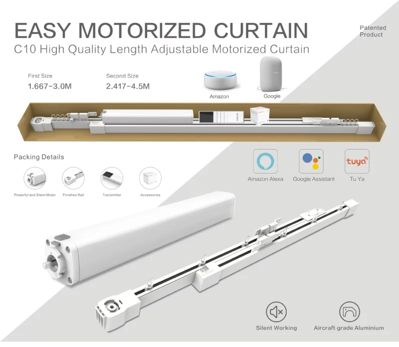 2022 Alexa Google Control Smart zigbee home automation Electric Automation Motor Automatic Track Rail Rod Curtain Motor - Image 2