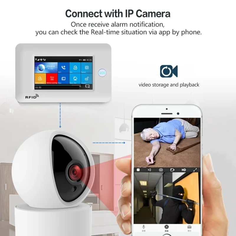 2023 new touch screen big LCD tuya APP wired and wireless 4G WIFI alarm system GS106 - Image 6