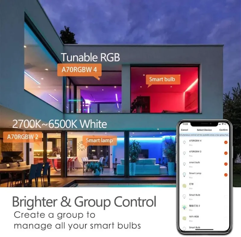 BR30 Smart Light Bulbs Work with Alexa/Google Home/Tuya wifi 9w bulb skd e27/b22 rgbw smart light bulb - Image 6