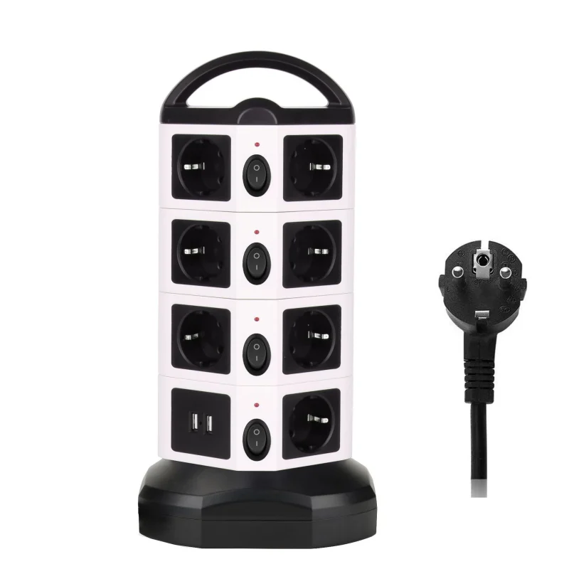 CE   japan european EU  uk type 4 ports power extension vertical  desktop power strip tower with usb ports multi outlets