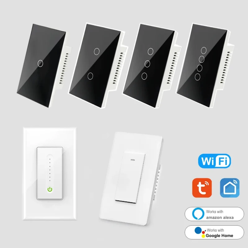 Fcc  US Standard Electric google alexa home light  Switch  tuya apagadores inteligentes interruptor wifi Smart wall Switches