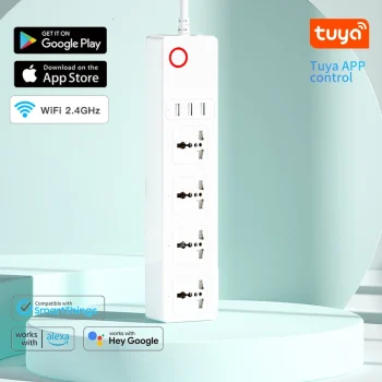Multi-Function Power Strip 5 Power Sockets 6 AUTO-ID 2500W Universal Smart Electric Extension Sockets UK Plug