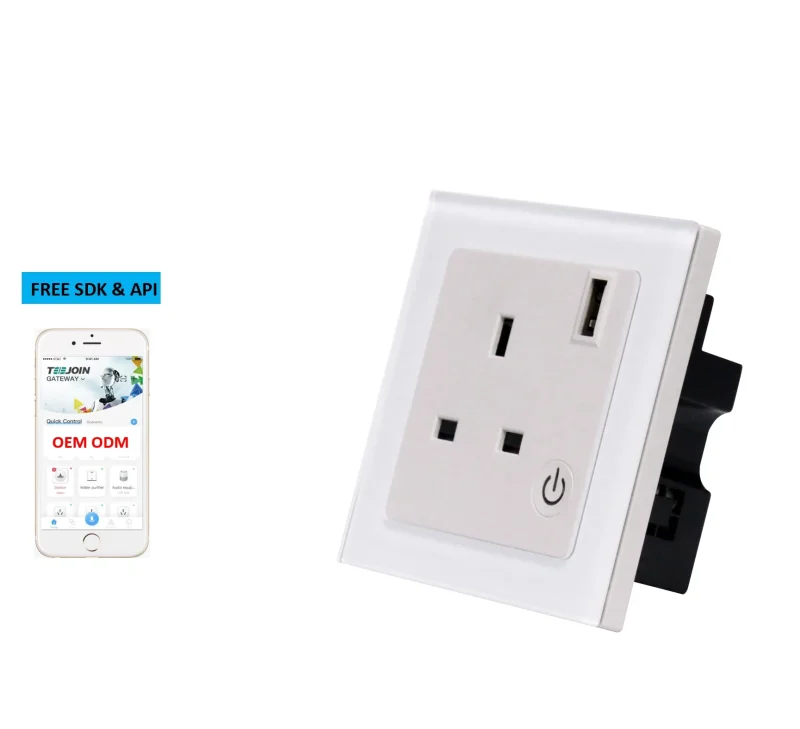 TEEJOIN Electrical Smart Home Tuya Google Assistant  UK Wall Power Outlet Wifi Switches Socket Plug tomacorriente inteligente
