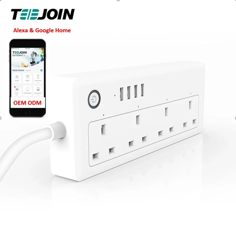 Teejoin Alexa Smart Home Electrical Power Timer App Usb Uk Tuya Smart Life Extension Wifi Smart Socket