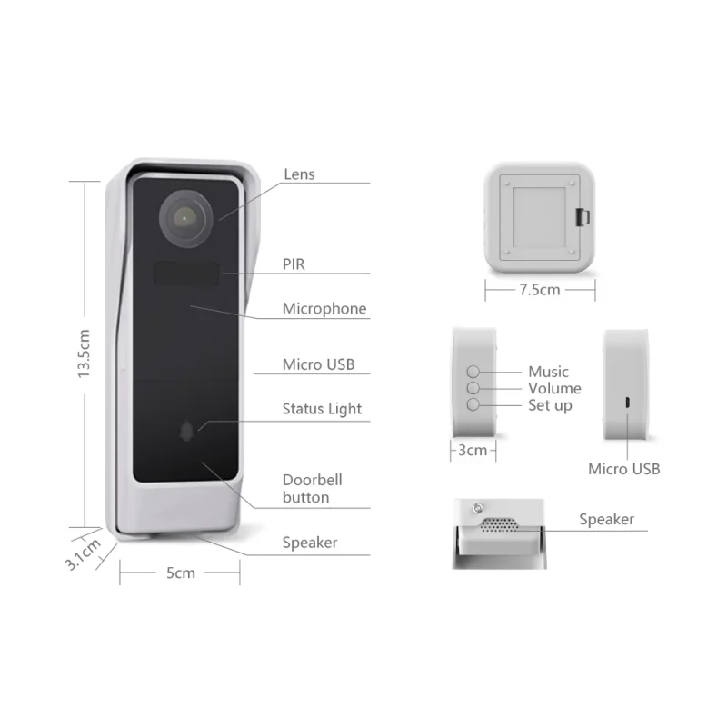 2022 New Smart Video Door Bell Phone Camera Chime WiFi Doorbell TP65 Waterproof - Image 6