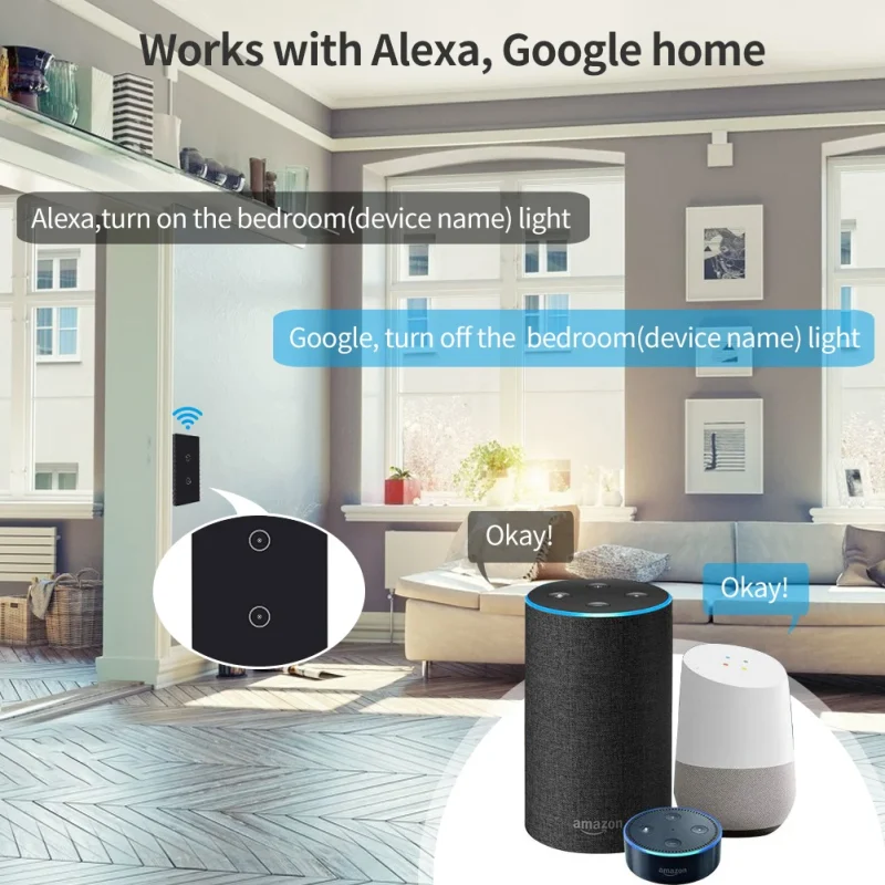 Standard Wireless Smart Wall Switch with Smart Life Mobile APP Control Function google Home Alexa Voice Control - Image 4