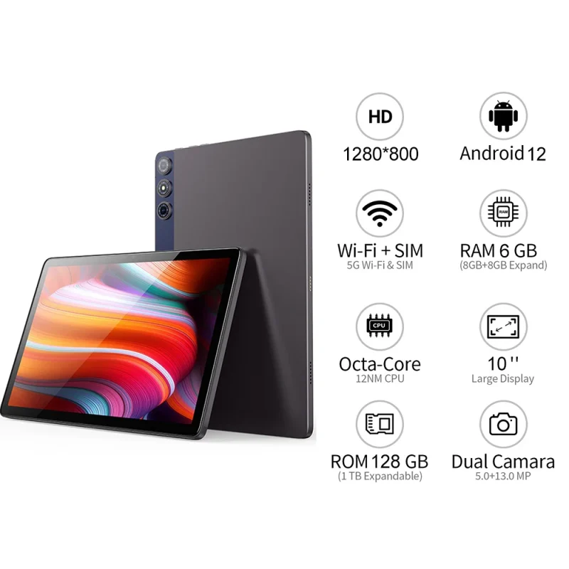 2024 New 10.1 Inch Tablet Full Touch Screen 5G WIFI 6G+128G Google Android 12 Tablette Pc with Wifi GSM 4G Lte Factory Wholesale - Image 6