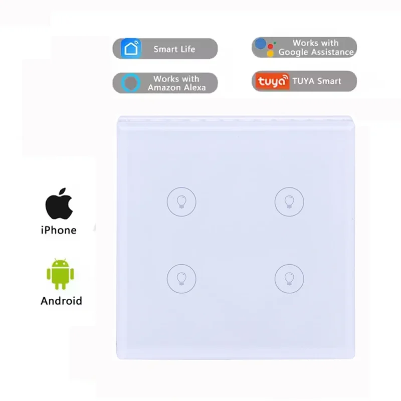 4Gang Tuya Smart Life Smart Light Switch Smart Glass Switch Light Zigbee Smart Touch Switches 220V Wall Switches For Smart Hotel - Image 2
