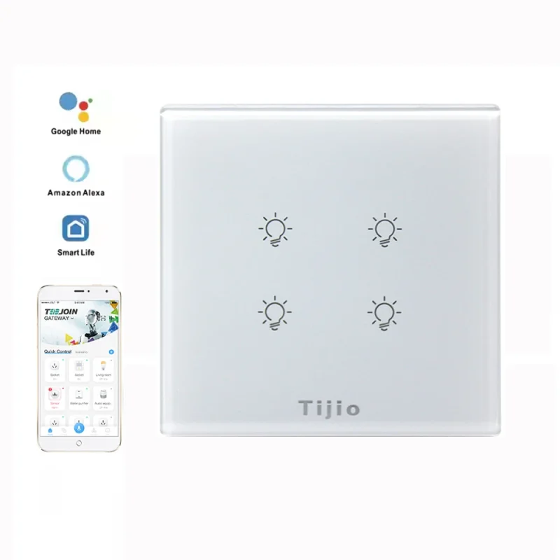 4Gang Tuya Smart Life Smart Light Switch Smart Glass Switch Light Zigbee Smart Touch Switches 220V Wall Switches For Smart Hotel - Image 6
