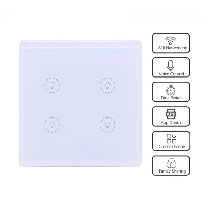 4Gang Tuya Smart Life Smart Light Switch Smart Glass Switch Light Zigbee Smart Touch Switches 220V Wall Switches For Smart Hotel - Image 3