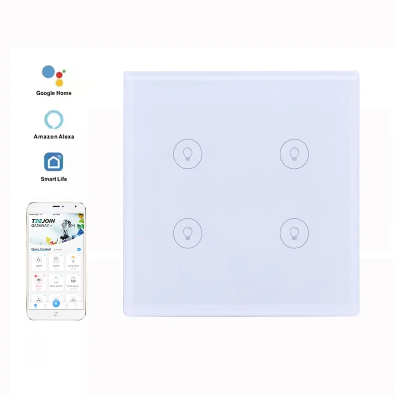 4Gang Tuya Smart Life Smart Light Switch Smart Glass Switch Light Zigbee Smart Touch Switches 220V Wall Switches For Smart Hotel - Image 4