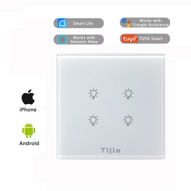 4Gang Tuya Smart Life Smart Light Switch Smart Glass Switch Light Zigbee Smart Touch Switches 220V Wall Switches For Smart Hotel - Image 2