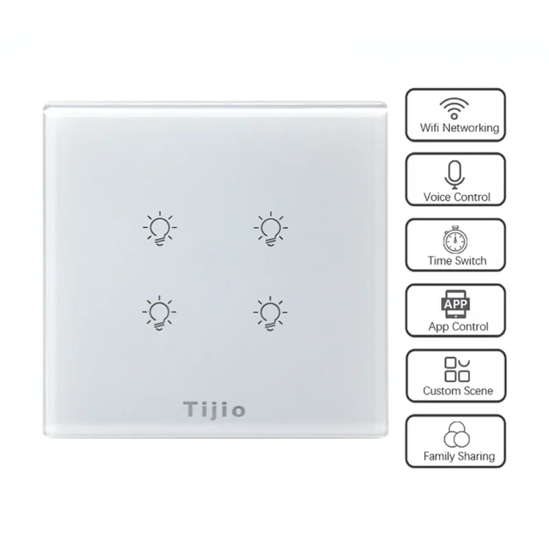 4Gang Tuya Smart Life Smart Light Switch Smart Glass Switch Light Zigbee Smart Touch Switches 220V Wall Switches For Smart Hotel - Image 3