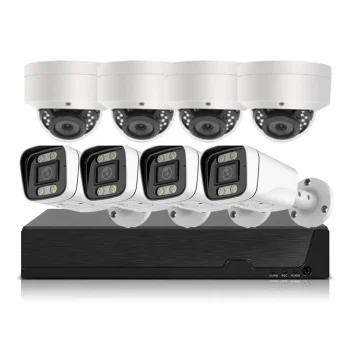 8CH H.265 4K 8MP PoE NVR System with 8pcs 8MP Outdoor Metal Camera with PoE IP Outdoor CCTV Dome Camera