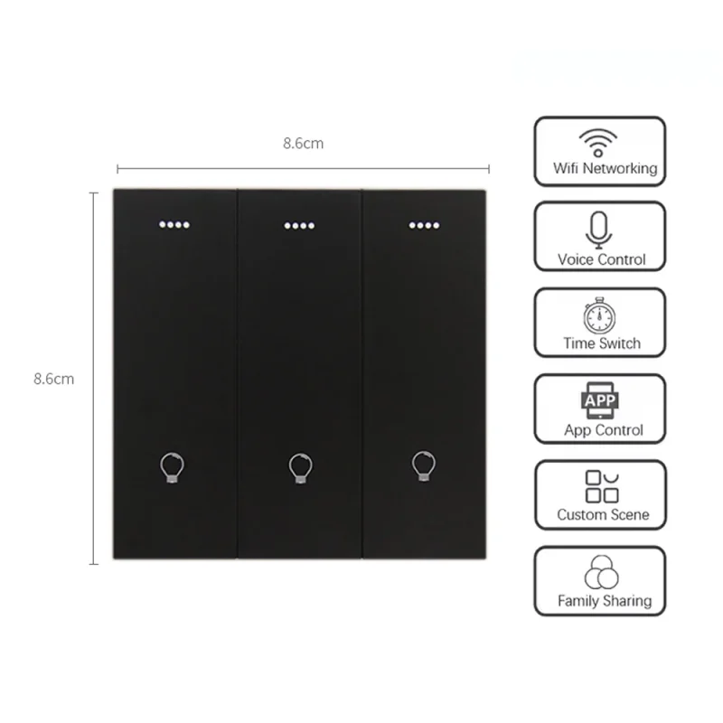 Custom Smart Switch Pusher With Remote 3 Gang Dimmable Light Switch Smart Wireless 86 Size Wall Switch Smart Home Light Control - Image 2