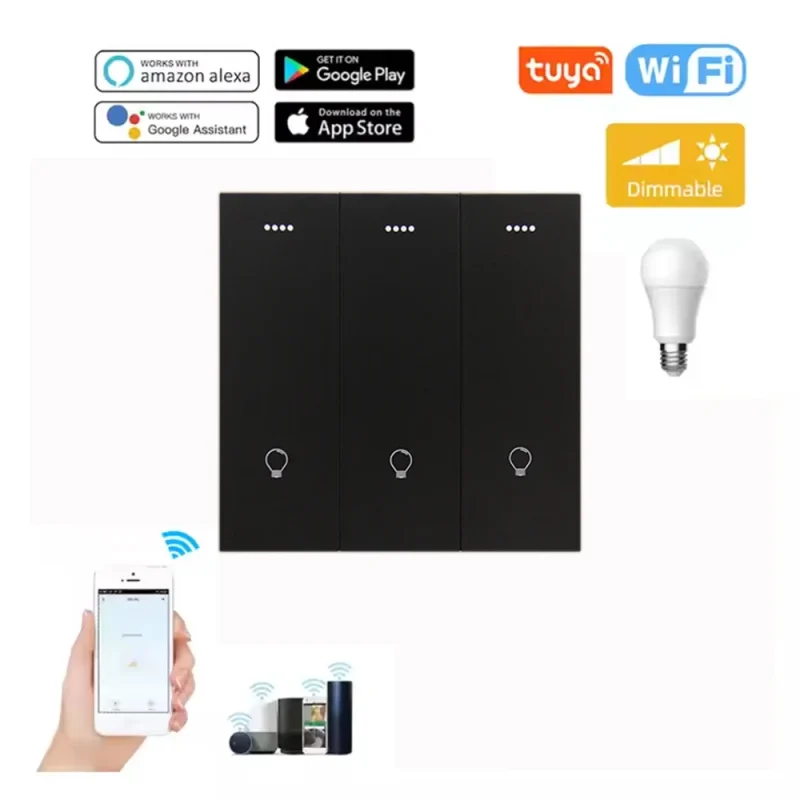 Custom Smart Switch Pusher With Remote 3 Gang Dimmable Light Switch Smart Wireless 86 Size Wall Switch Smart Home Light Control - Image 5
