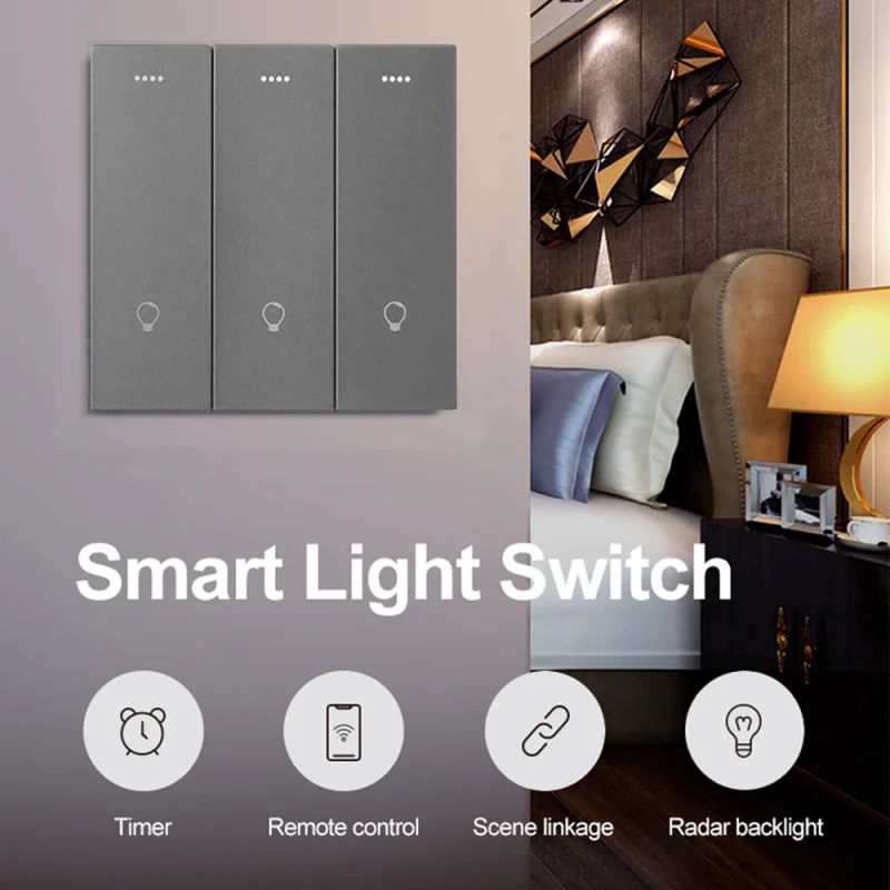 Custom Smart Switch Pusher With Remote 3 Gang Dimmable Light Switch Smart Wireless 86 Size Wall Switch Smart Home Light Control - Image 6