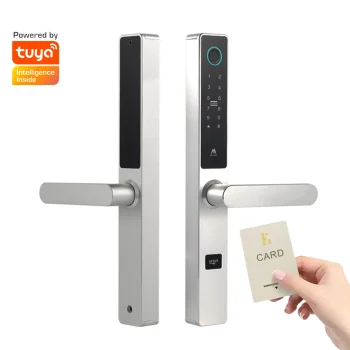 Digital Electronic Rfid Card Tuya Smart Door Lock Fingerprint Aluminum Steel Double Side Sliding Glass Door Lock