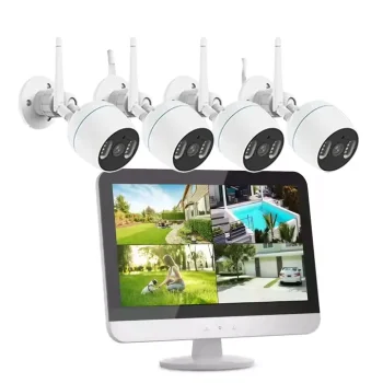 H.265 4CH 3MP Home Security System 2.4G/5G  WiFi 10" LCD Monitor Built in NVR 24/7 Recording Outdoor Bullet Camera Waterproof