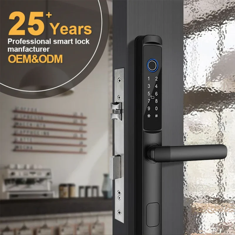 Home Security Waterproof Digital Handle Smart Door Lock Tuya Biometric Fingerprint Wifi Aluminum Smart Door Lock - Image 2