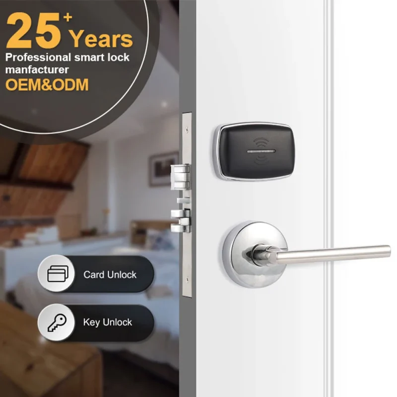 Market Popular Aluminum Door Handle Wooden Door Locks Rfid Card Smart Hotel Door Lock With Free Software - Image 2