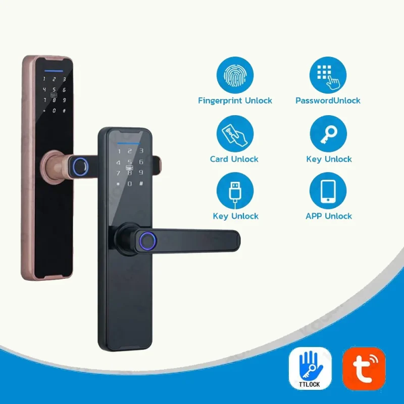 New Available Fingerprint Lock Tuya APP Camera Password RFID Card Smart Electronic With 2 Screen Door Locks - Image 2