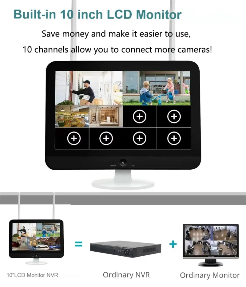 Sunisee App 8ch Wifi NVR in 10 Inch LCD Screen with 5MP Home Security Camera Wireless Nvr Kit P2p Video Surveillance CCTV Kits - Image 2