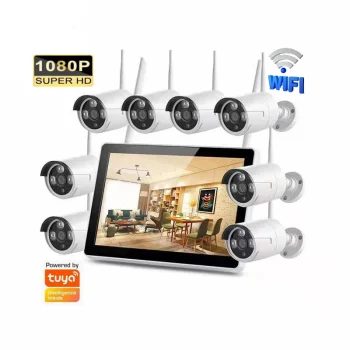 Tuya 8 CH 10.1" Lcd Monitor Screen Hi Quality Wifi Outdoor Waterproof Security Wi-fi Cctv Home Surveillance Camera System