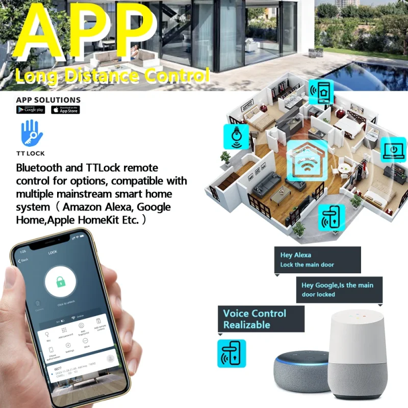 Tuya APP Aluminum Frame Smart Door Lock Finger Print Anti-Peep Code Fechadura Digital Smart Door Locks - Image 4