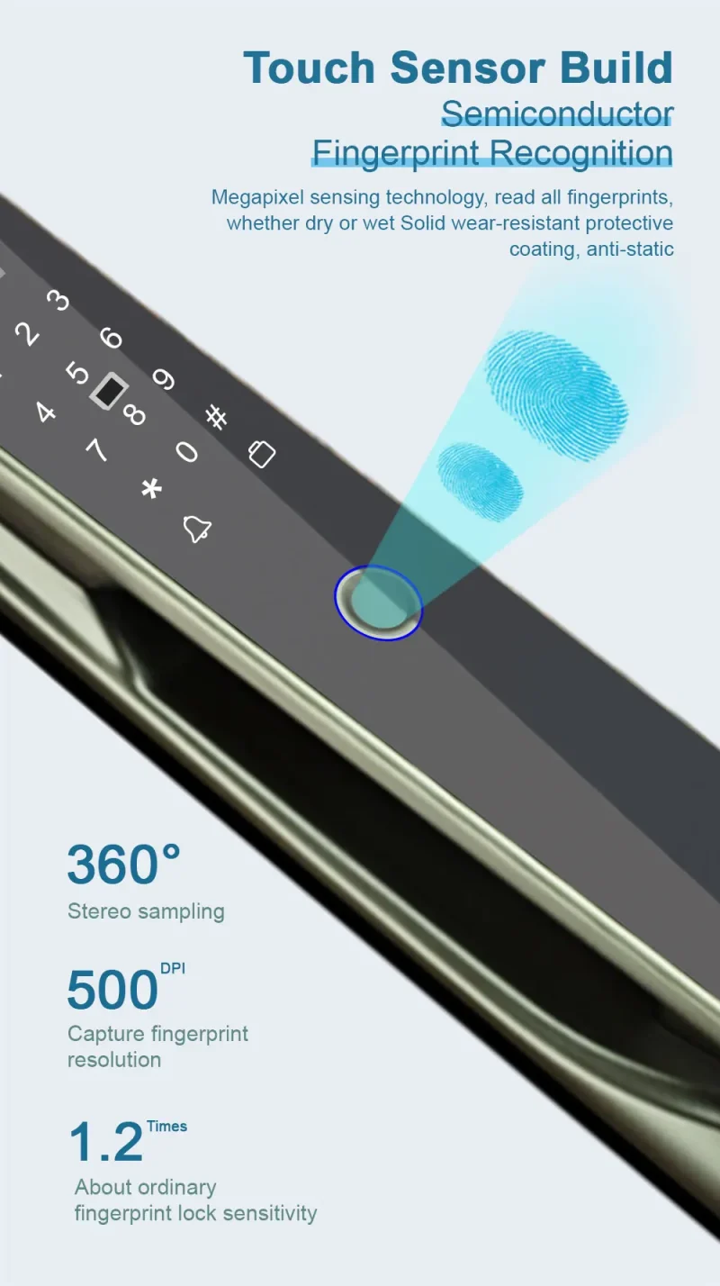 Tuya Wifi Smart Lock Aluminum Smart Card Door Smart Lock Fingerprint Sliding Glass Door Lock - Image 2