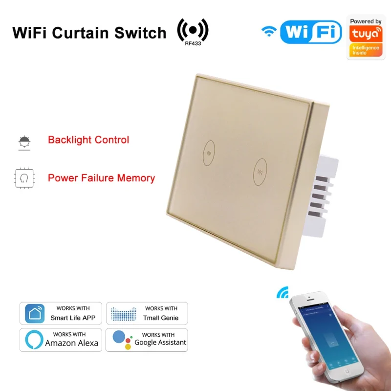 Us Standard Single Track Smart Curtain Switch For Wifi Smart Switch Wireless Remote Control Smart Switch For Guest Room Hotel - Image 2