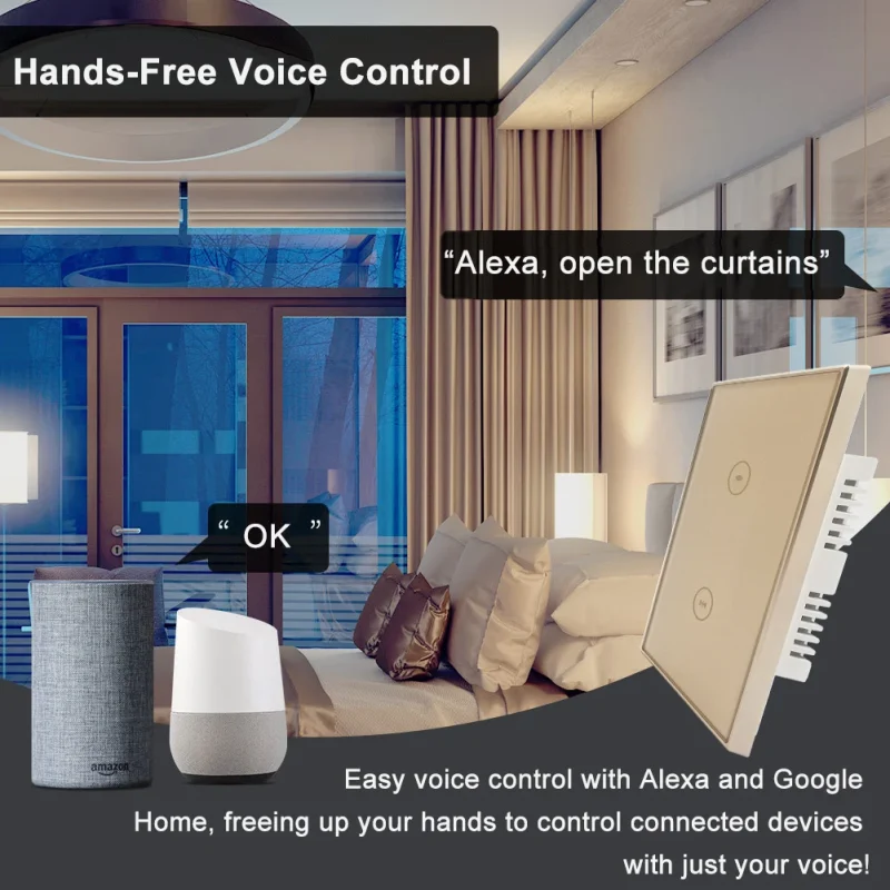 Us Standard Single Track Smart Curtain Switch For Wifi Smart Switch Wireless Remote Control Smart Switch For Guest Room Hotel - Image 3