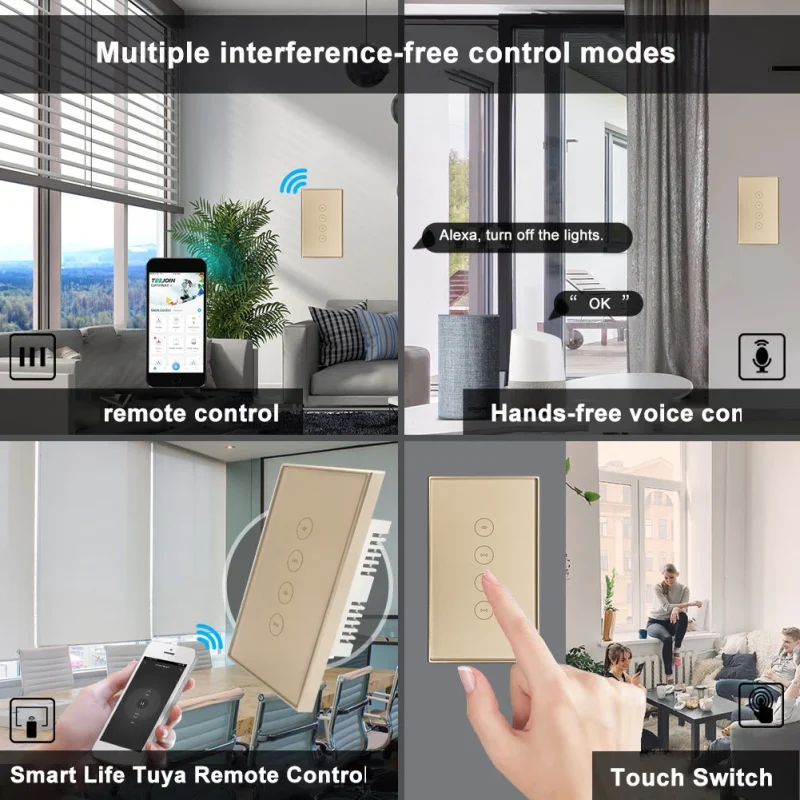 Us Standard Tuya Zigbee Switch Glass With Wireless Remote Switch Curtain Zigbee Tuya Smart Home Touch Switch Price - Image 6