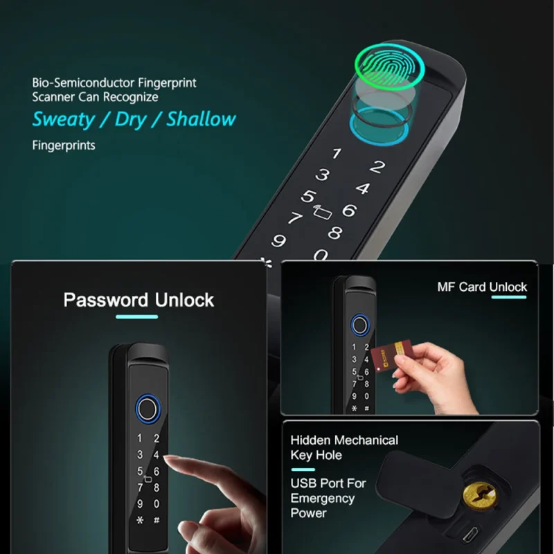 Waterproof Smart WiFi Door Lock Tuya Smart Lock Fingerprint Password Lock for Home Apartment - Image 3