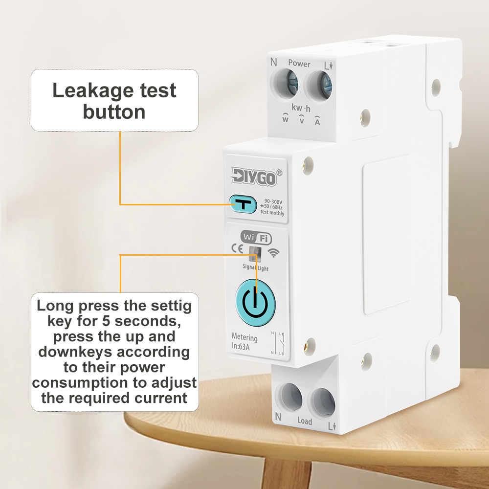 63A 1P+N WiFi Smart MCB Energy Meter Metering Breaker Voltage/Current Leakage Protection Tuya/SmartLife - Image 5