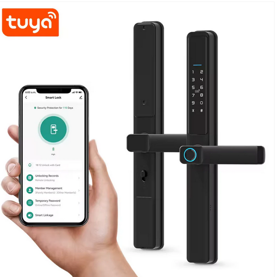 Smart Life Tuya WIFI Waterproof Access Control Fingerprint Keypad Card Door Handle Lock F5 (Black) - Image 4