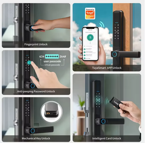 Smart Life Tuya WIFI Waterproof Access Control Fingerprint Keypad Card Door Handle Lock F5 (Black) - Image 3