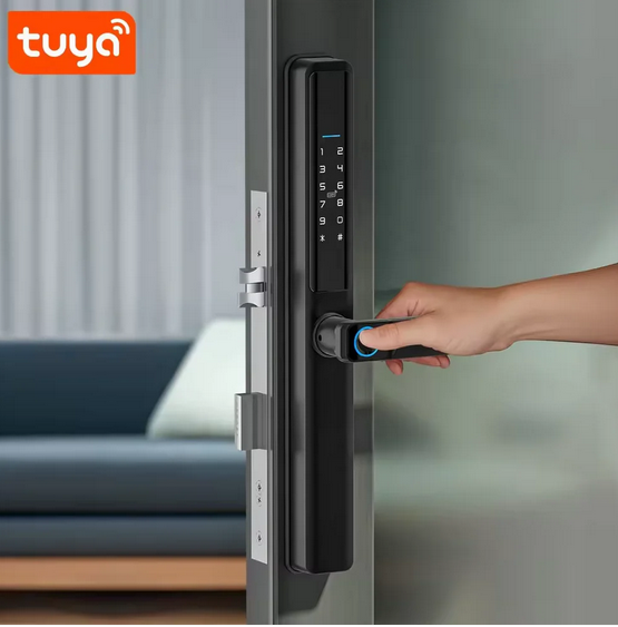 Smart Life Tuya WIFI Waterproof Access Control Fingerprint Keypad Card Door Handle Lock F5 (Black) - Image 2