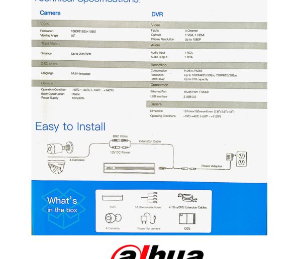 Dahua 4 Channel 1080P 595x516
